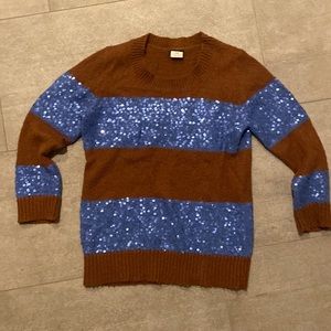 J.Crew brown and blue sequin sweater xxs